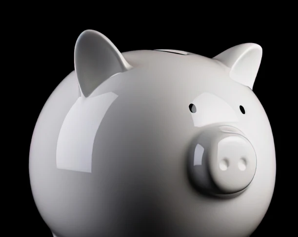 White piggy bank representing savings, financial planning, and smart investments.