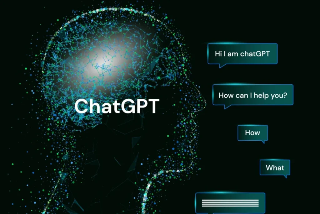 ChatGPT digital brain with dialogue.