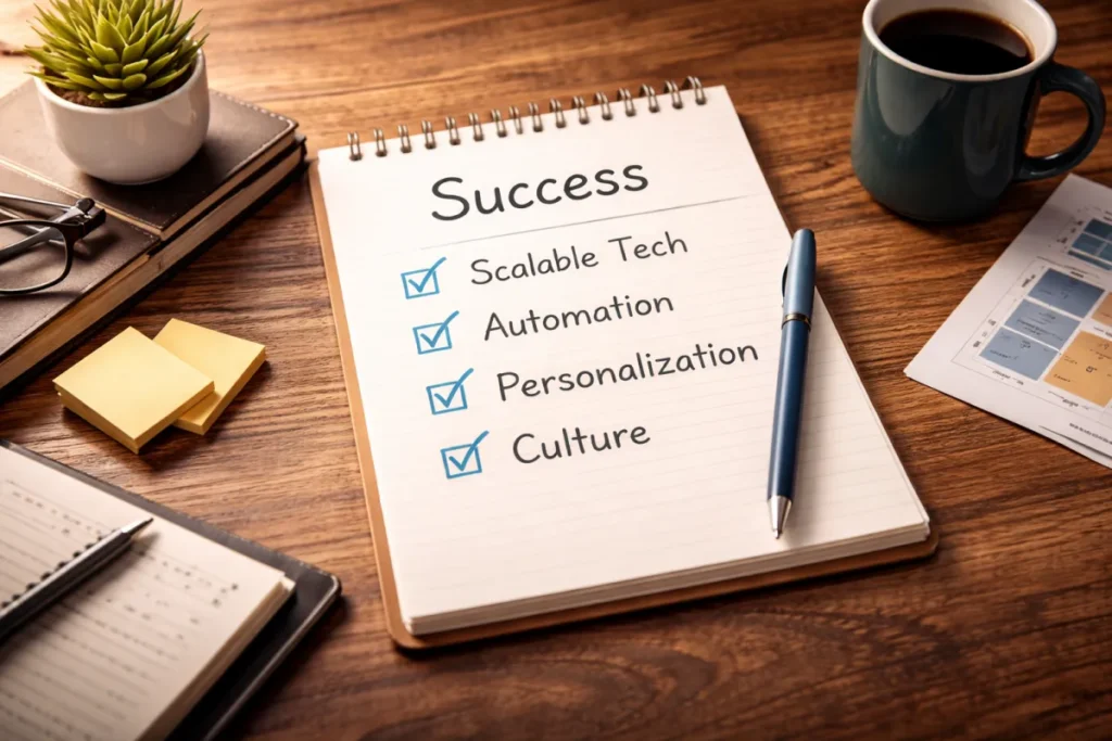 Notebook listing business success factors