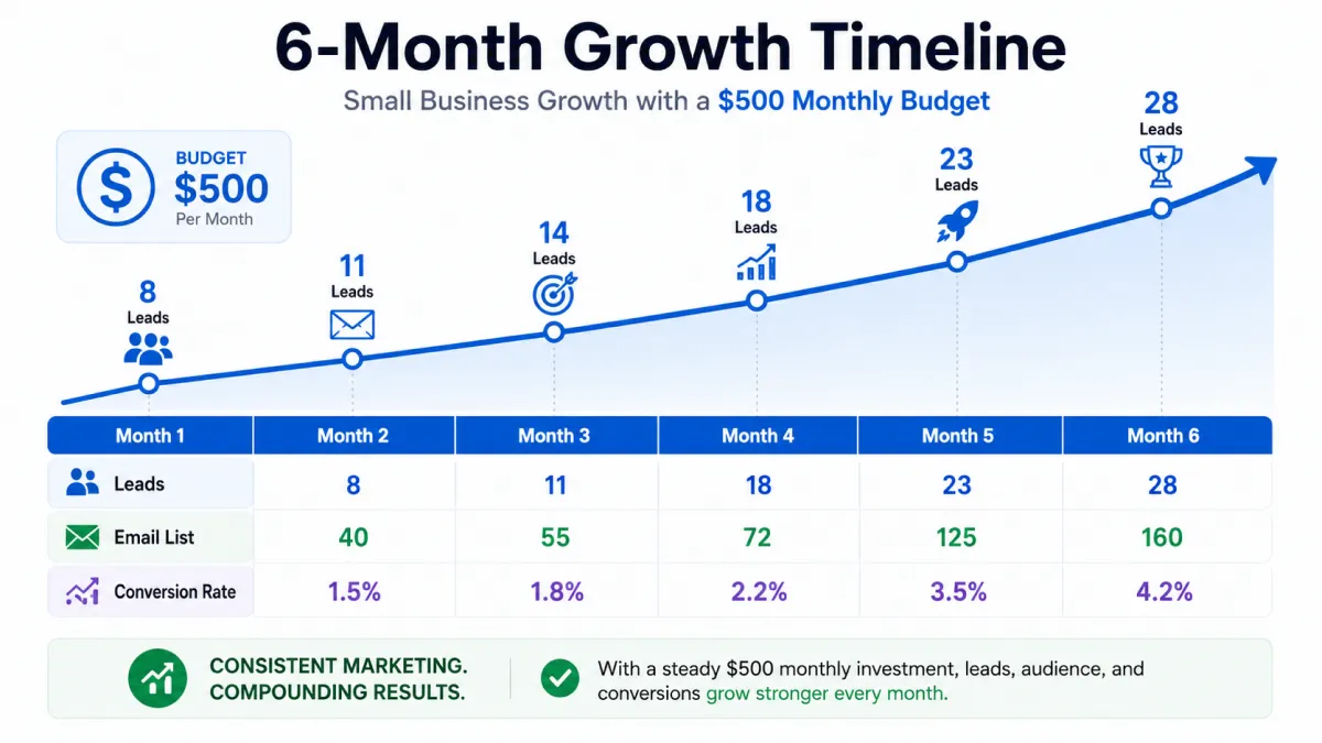 Comparison of random vs strategic $500 marketing budget allocation.