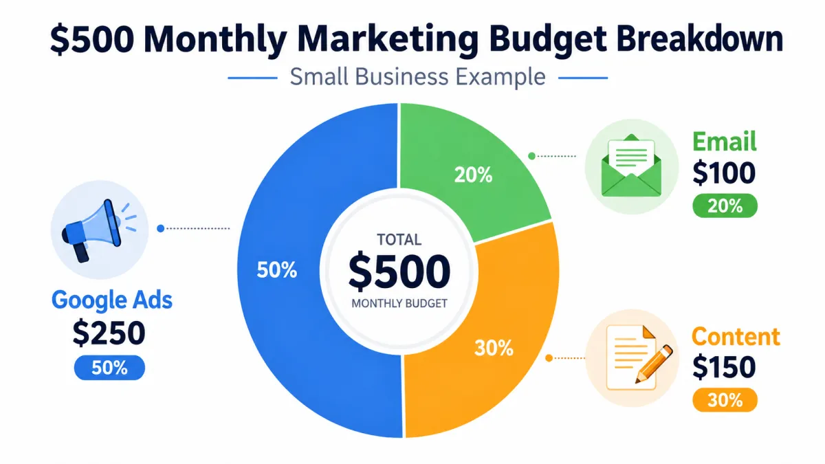 $500 monthly marketing budget breakdown for a small business