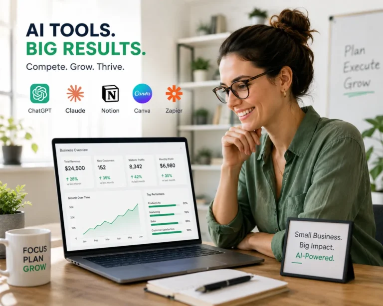 Small business owner using AI tools to compete and grow