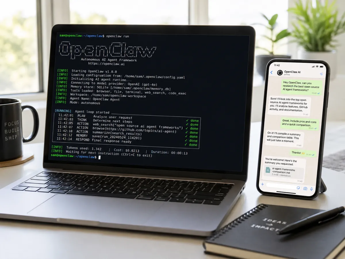 OpenClaw AI agent running on laptop connected to WhatsApp.